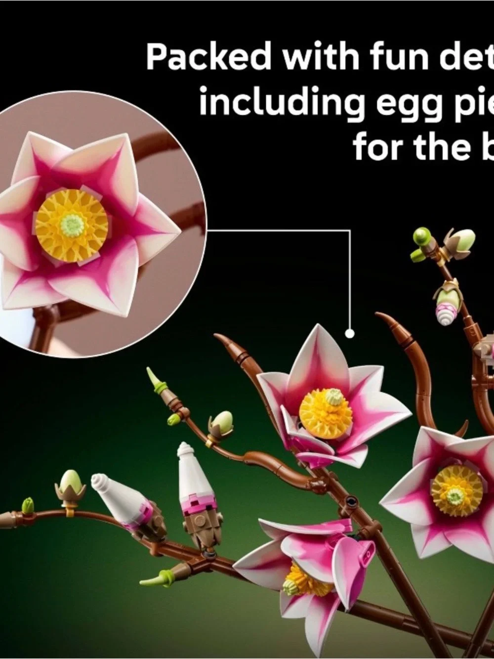 Lego Magnolia Branches Set - Pink, White, Yellow, Brown - Picture 3 of 3